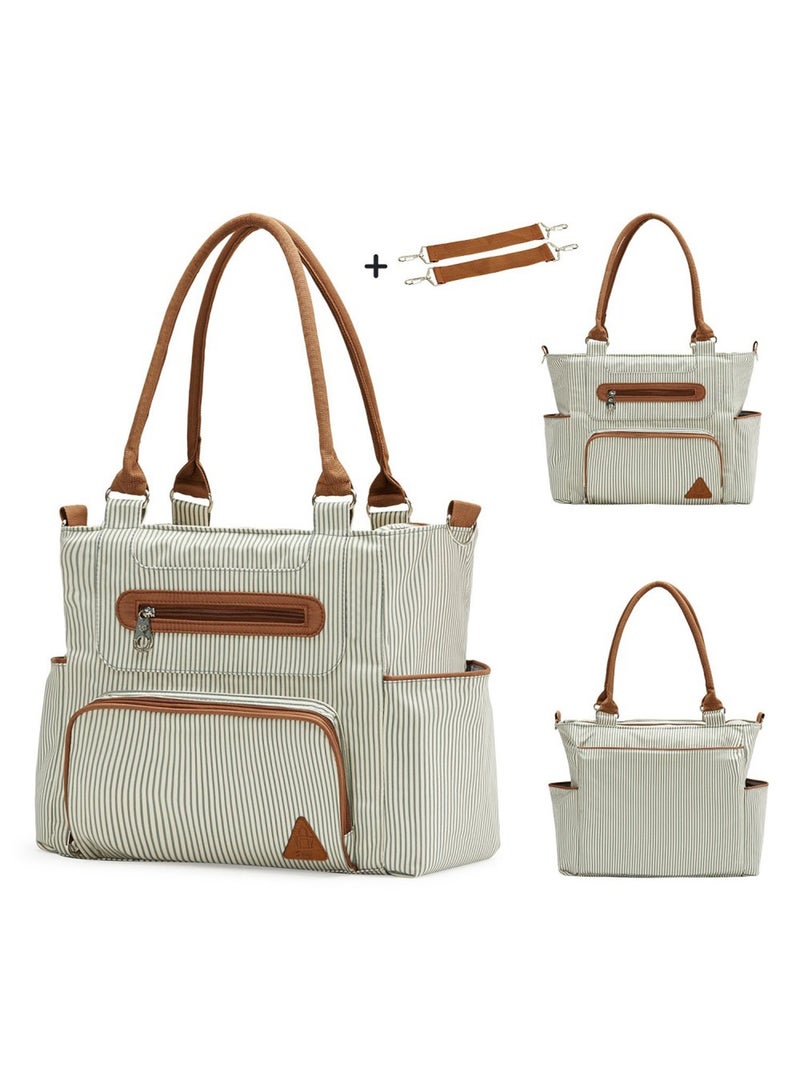 Set Of 6 Diaper Bag With Hooks And Nappy Changing Mat - Ivory White  - Image 5