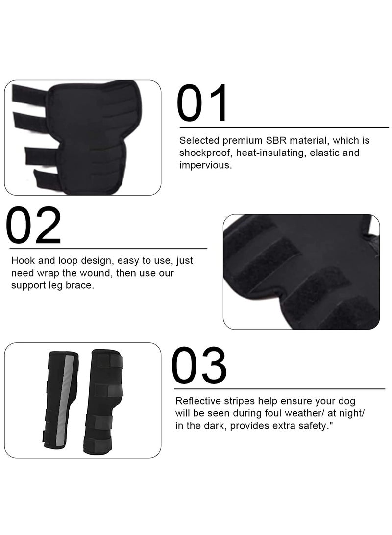 Canine Front Leg Braces - Compression Wraps for Dog Paws, Knee Pads, and Elbow Protectors with Reflective Straps for Ligament Injuries, Sprains, and Arthritis Stability Support.  - Image 2