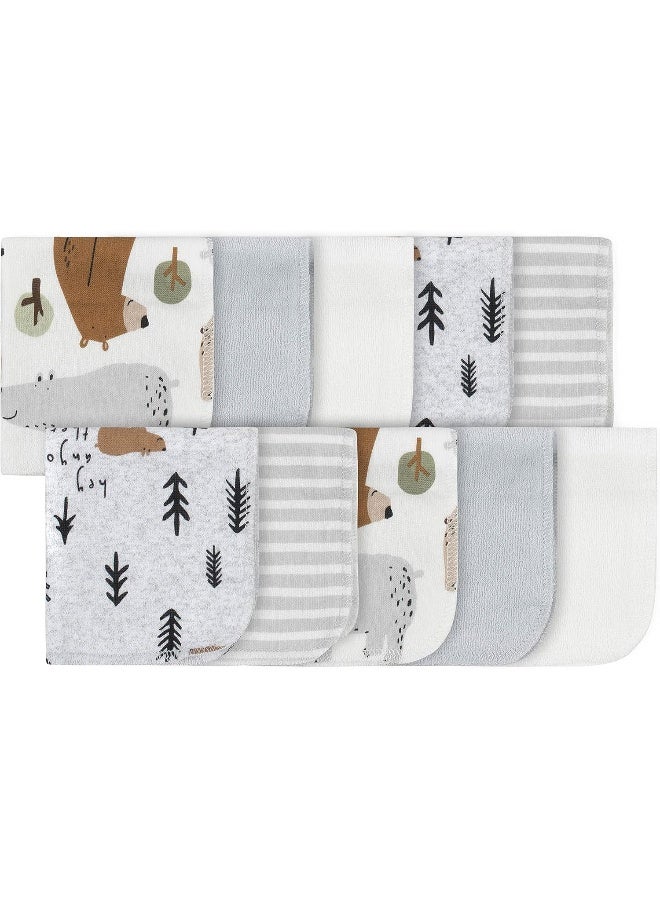 Gerber Baby 10-Pack Washcloths, Bear Green, One Size - Image 1