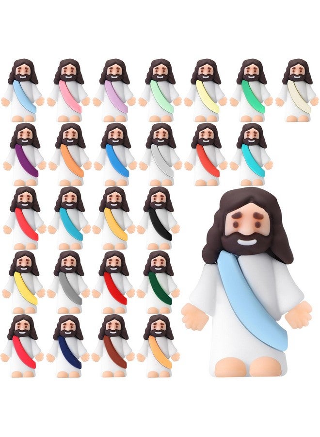 Bememo 25 Pcs Little Jesus Figures Original Design Mini Rubber Jesus Toys To Hide And Seek Religious Party Favors Sunday School Baptism Gifts(Comprehensive Colors) - Image 1