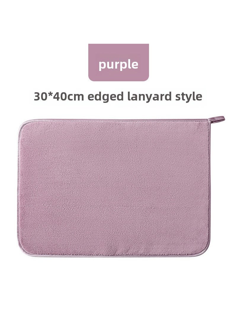 Thickened Home Cleaning Cloth Absorbent Dual-Layer Purple 30*40cm-Hemming lanyard