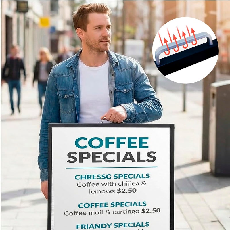 USCNC 24 x 36 Inch A Frame Sign Double-Sided Folding Sandwich Board Heavy Duty Slide-in Sidewalk Signboard for Outdoor Street Advertising Poster(Frame onlyï¼ŒNo white board) - Image 5