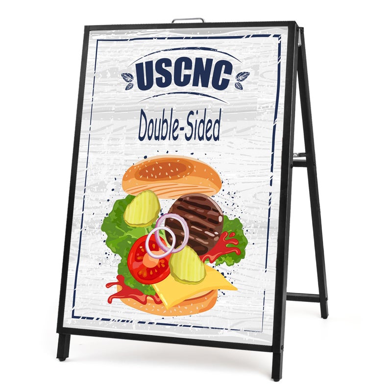 USCNC 24 x 36 Inch A Frame Sign Double-Sided Folding Sandwich Board Heavy Duty Slide-in Sidewalk Signboard for Outdoor Street Advertising Poster(Frame onlyï¼ŒNo white board) - Image 1