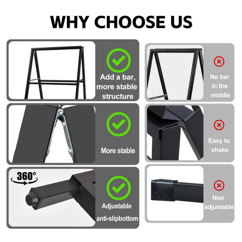 USCNC 24 x 36 Inch A Frame Sign Double-Sided Folding Sandwich Board Heavy Duty Slide-in Sidewalk Signboard for Outdoor Street Advertising Poster(Frame onlyï¼ŒNo white board) - Image 3
