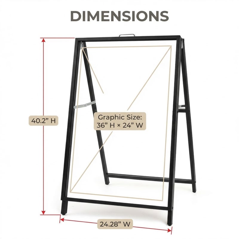 USCNC 24 x 36 Inch A Frame Sign Double-Sided Folding Sandwich Board Heavy Duty Slide-in Sidewalk Signboard for Outdoor Street Advertising Poster(Frame onlyï¼ŒNo white board) - Image 2