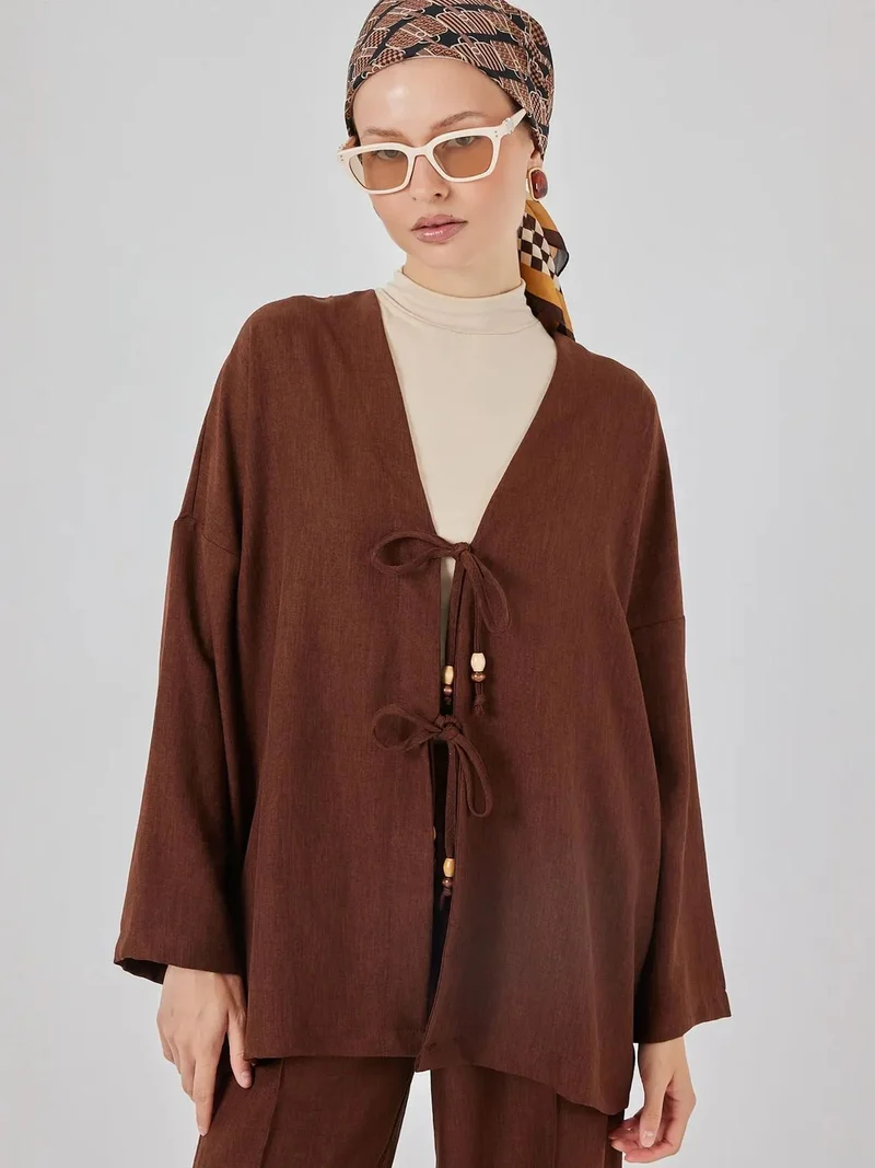 بيغ دارت BDART V-Neck Cardigan and Wide Leg Pants Set