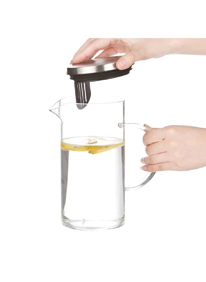 Elemental Kitchen - Borosilicate Glass Pitcher with Handle and Stainless Steel Lid Clear and Silver 1.3 L 67612001 - Image 1