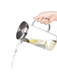 Elemental Kitchen Borosilicate Glass Pitcher with Handle and Stainless Steel Lid Clear and Silver 1.3 L 67612001  - Image 2