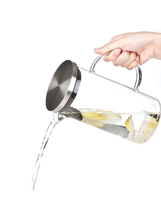 Elemental Kitchen - Borosilicate Glass Pitcher with Handle and Stainless Steel Lid Clear and Silver 1.3 L 67612001 - Image 1