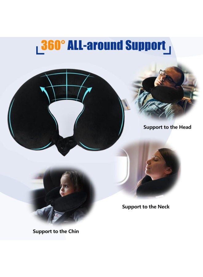 Travel Pillow Pure Memory Foam Travel Neck Pillow, Airplane Pillow for Traveling、Car、Home、Office，Washable Cover (Black) - Image 3