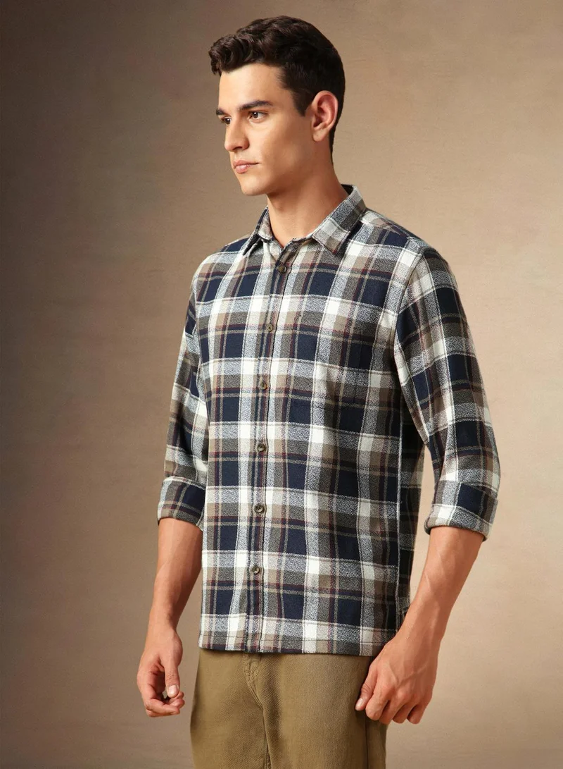 دينيس لينغو قميص كاروهات رجالي قطن مخلوط كحلي