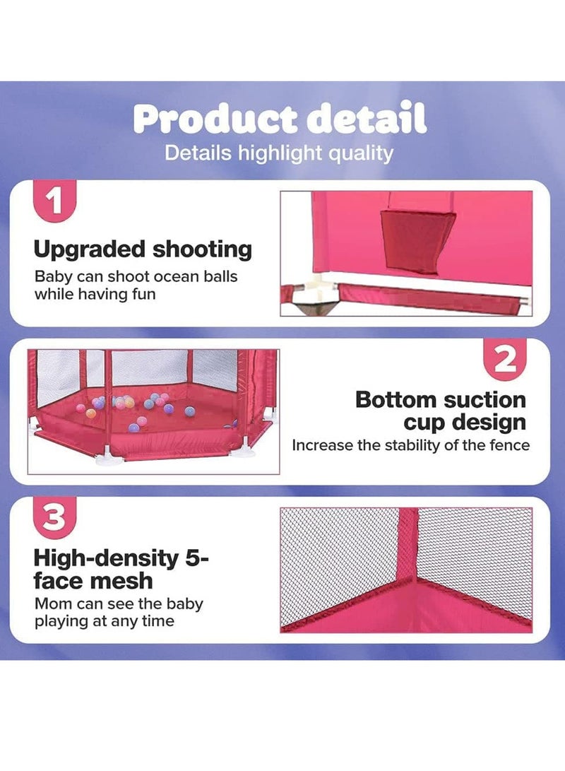 Gonice Baby Playpen,Foldable Baby Kids Playpen Activity Center Room, Baby Furniture Play Yard with Basketball Hoop, Baby Kids Safety Protection Care Playpen Tent Crawling Game Folding Fence Toys  - Image 2