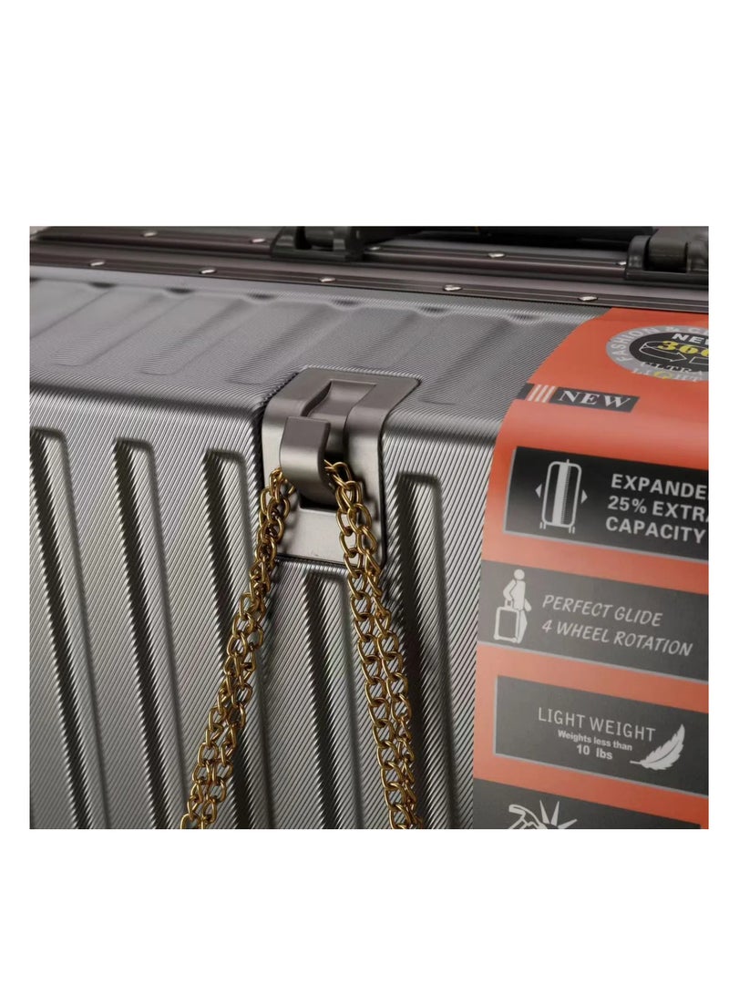 الازدهار حقيبة السفر الراقية سبيكة الألومنيوم الأمتعة مع أربع عجلات عالمية مظهر أنيق لرحلات 3pcs لكل مجموعة - Image 4