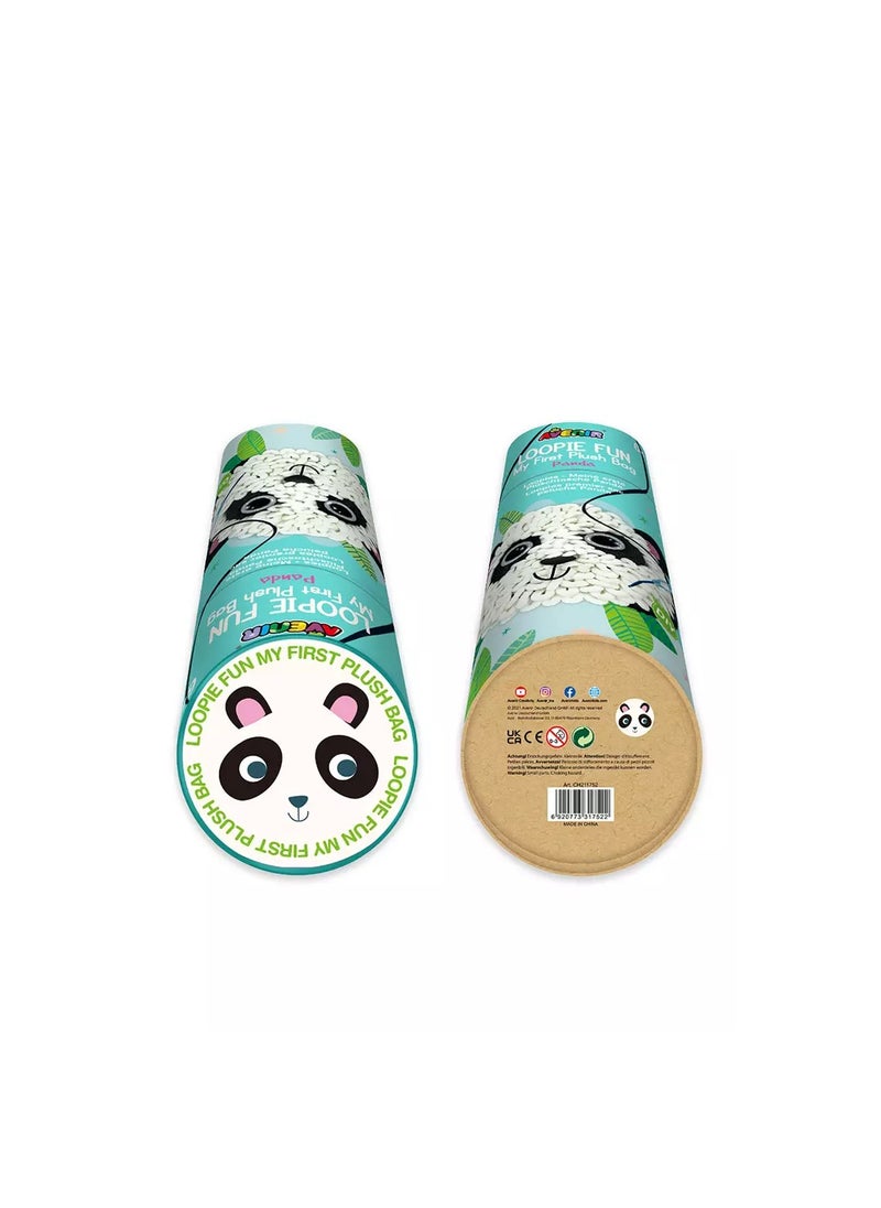 Avenir - Fun My First Plush Bag Kit Panda Learn to Sew With Loopies Complete Kit With Felt, Soft Yarn Crochet Hook and Step by Step Instructions Safe & Easy to Use Kids Aged 3+ - Image 1