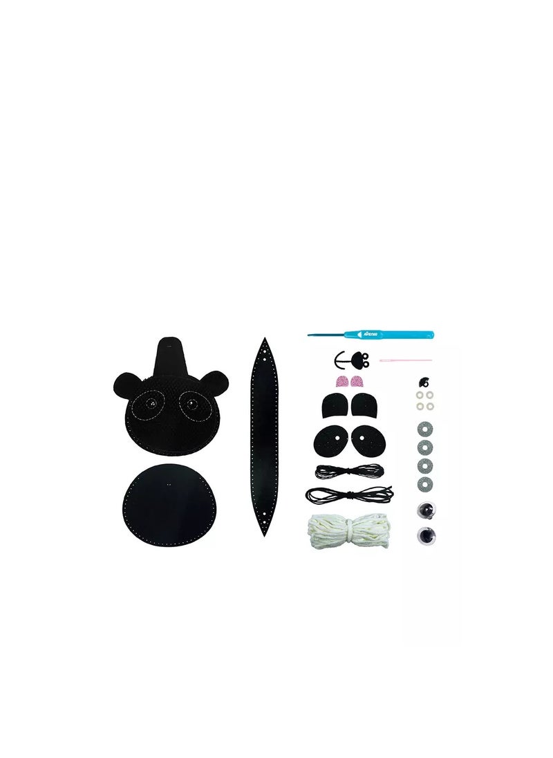 Avenir - Fun My First Plush Bag Kit Panda Learn to Sew With Loopies Complete Kit With Felt, Soft Yarn Crochet Hook and Step by Step Instructions Safe & Easy to Use Kids Aged 3+ - Image 1