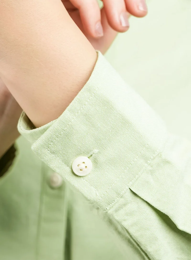 GIORDANO  Women's Cotton Oxford Slim fit Shirt with Lion Embroidery for Women | Best Price UAE