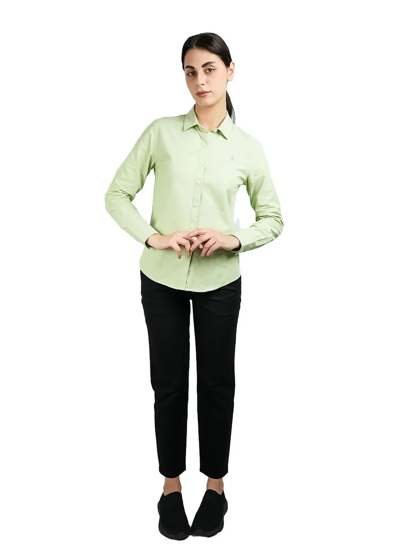 GIORDANO  Women's Cotton Oxford Slim fit Shirt with Lion Embroidery for Women | Best Price UAE