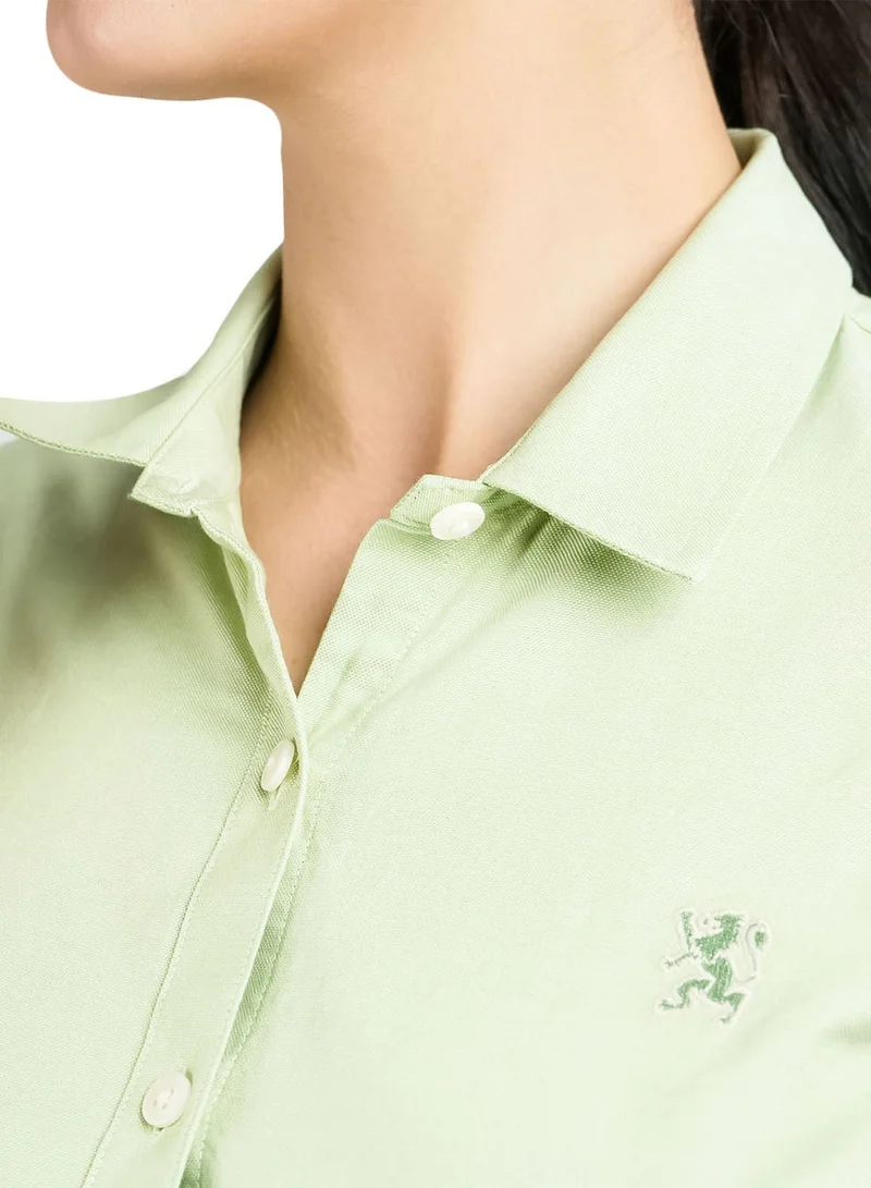 GIORDANO  Women's Cotton Oxford Slim fit Shirt with Lion Embroidery for Women | Best Price UAE