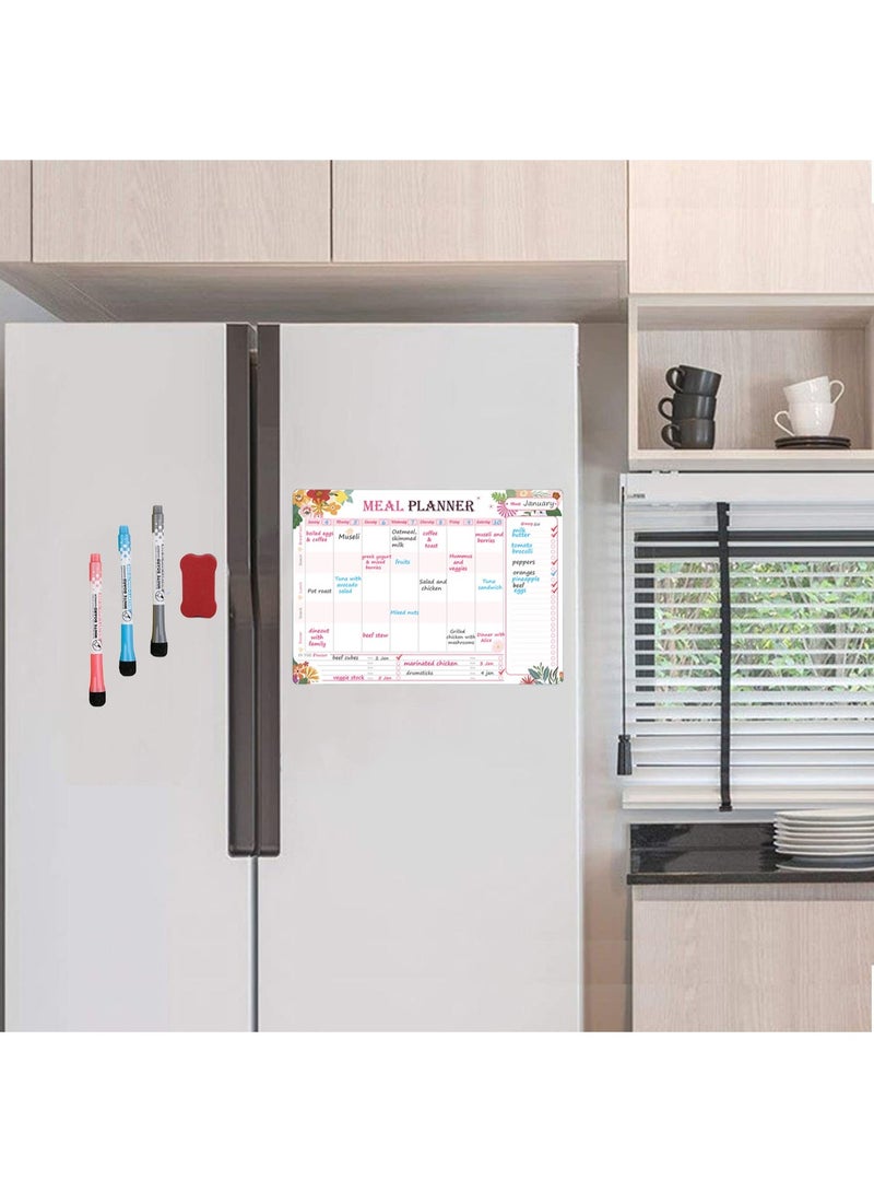 CLOUDFOUR Magnetic Whiteboard Meal Planner with Shopping list and Freezer Storage Section. Dry Erase Monthly Menu Planner with 3 Markers and Eraser - Image 5