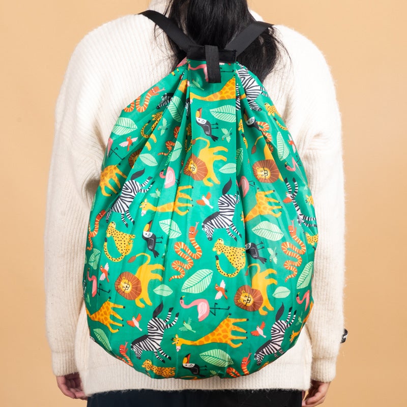 Japanese-style folding travel shopping bag backpack portable shopping bag large capacity clothes storage bag Backpack cute version