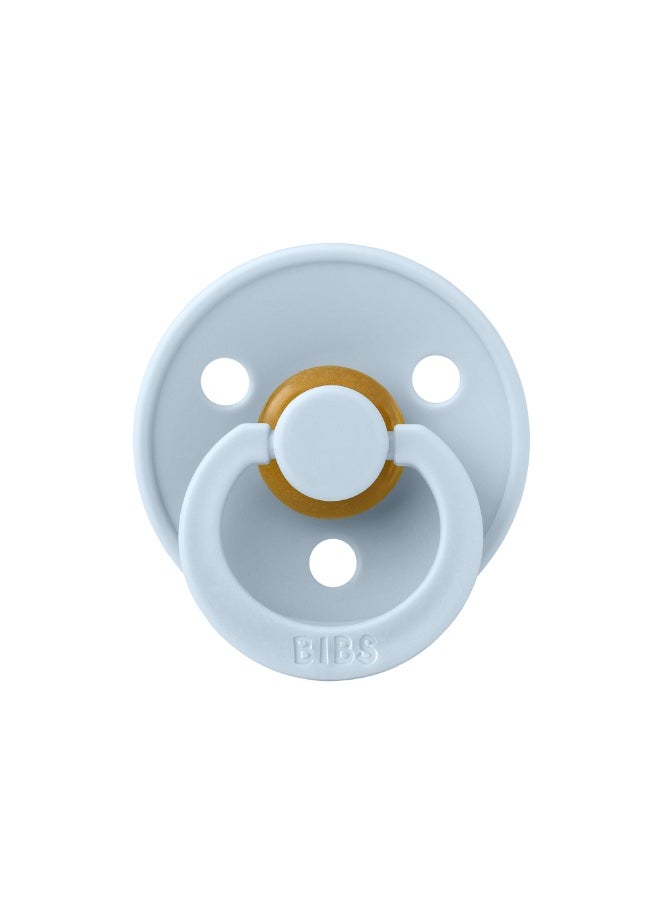 BIBS BIBS Pacifier Colour 1 PACK | Round Nipple Baby Pacifier | BPA Free Natural Rubber Latex Soother | Made in Denmark | Size 1 (0-6 months) Baby Blue  - Image 2