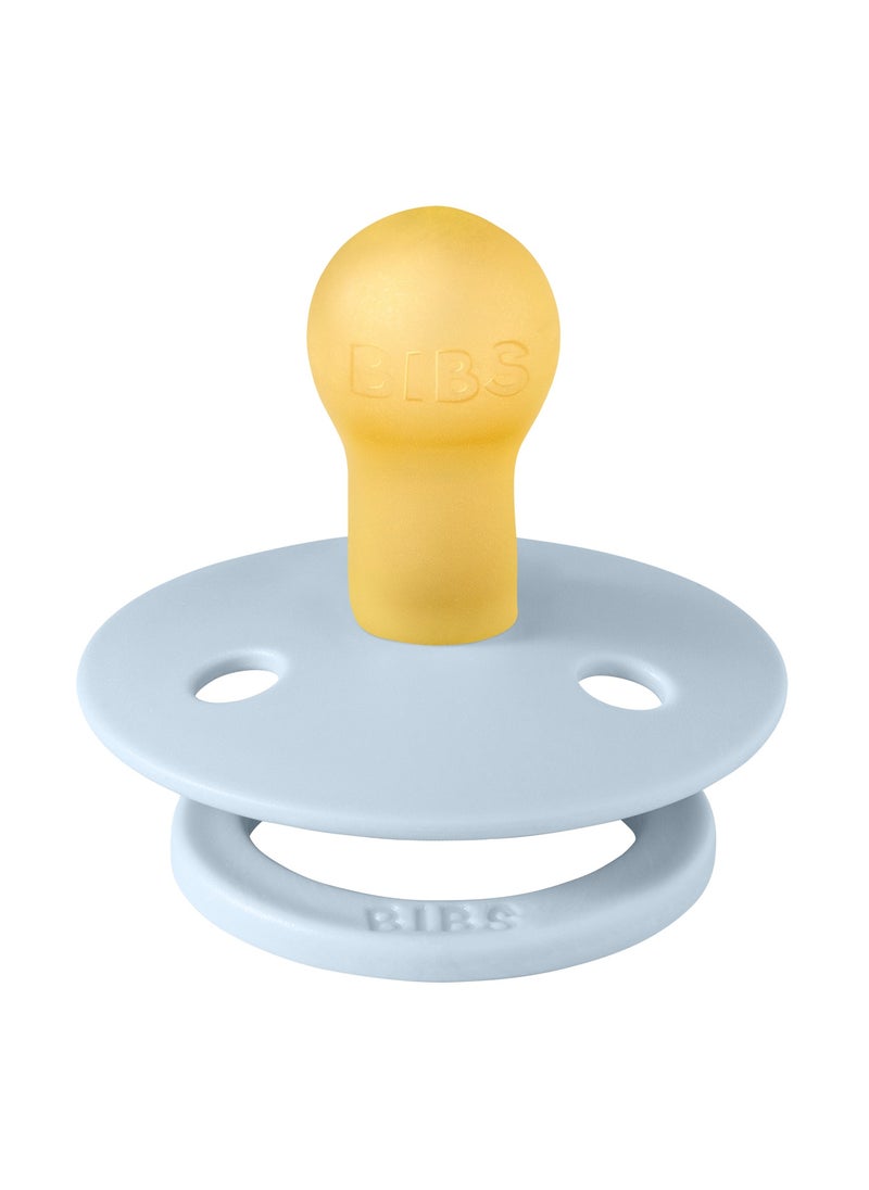 BIBS BIBS Pacifier Colour 1 PACK | Round Nipple Baby Pacifier | BPA Free Natural Rubber Latex Soother | Made in Denmark | Size 1 (0-6 months) Baby Blue  - Image 3