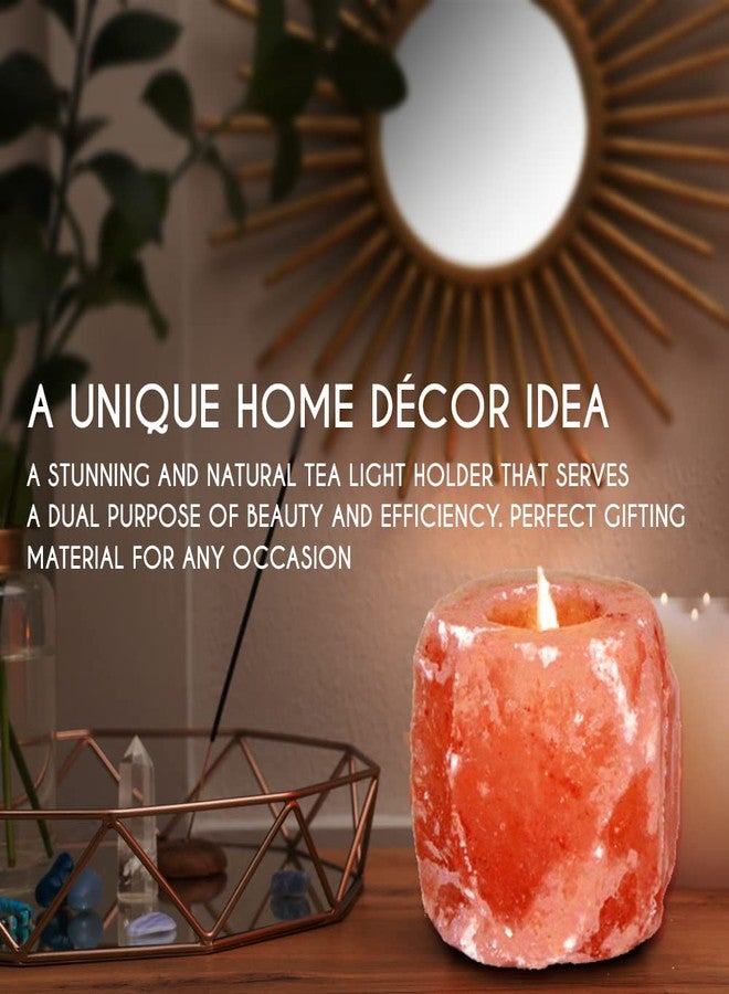 Pride of India Himalayan Pink Salt Rock Light Holder | Natural Crystal Candle Holder for Home Decor, Meditation & Relaxing Ambience | Handcrafted Votive Candle Holder for Living Room & Gifting - Image 4