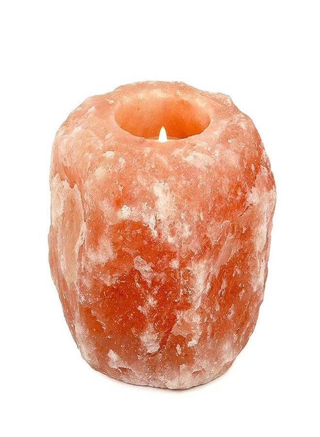 Pride of India Himalayan Pink Salt Rock Light Holder | Natural Crystal Candle Holder for Home Decor, Meditation & Relaxing Ambience | Handcrafted Votive Candle Holder for Living Room & Gifting - Image 1