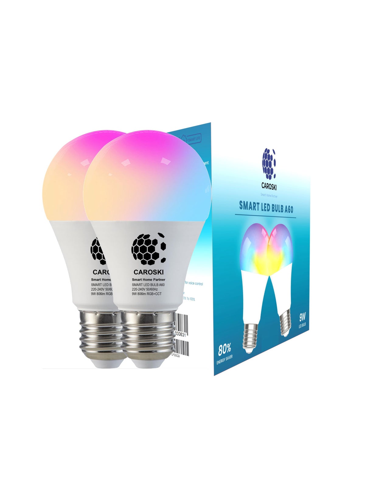 WIFI Smart Bulb with 1 Year Warranty - 9W Smart Wi-Fi Light Bulb Pack of 2 - LED Home light bulb - Bulb smart light has Multi Colors - Best Deal Finder