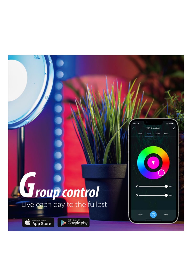 CAROSKI - WIFI Smart Bulb with 1 Year Warranty - 9W Smart Wi-Fi Light Bulb Pack of 2 - LED Home light bulb Compatible with Alexa - Echo and Google Home Assistant - Bulb smart light has Multi Colors - Image 1