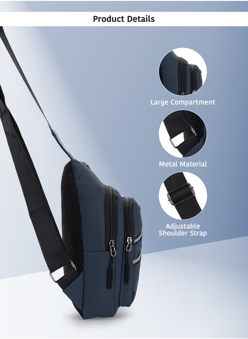 PARAJOHN Men's Chest Bag, Suitable for Outdoor Sports, Leisure and Travel, Canvas Fabric, with Earphone Hole  - Image 5
