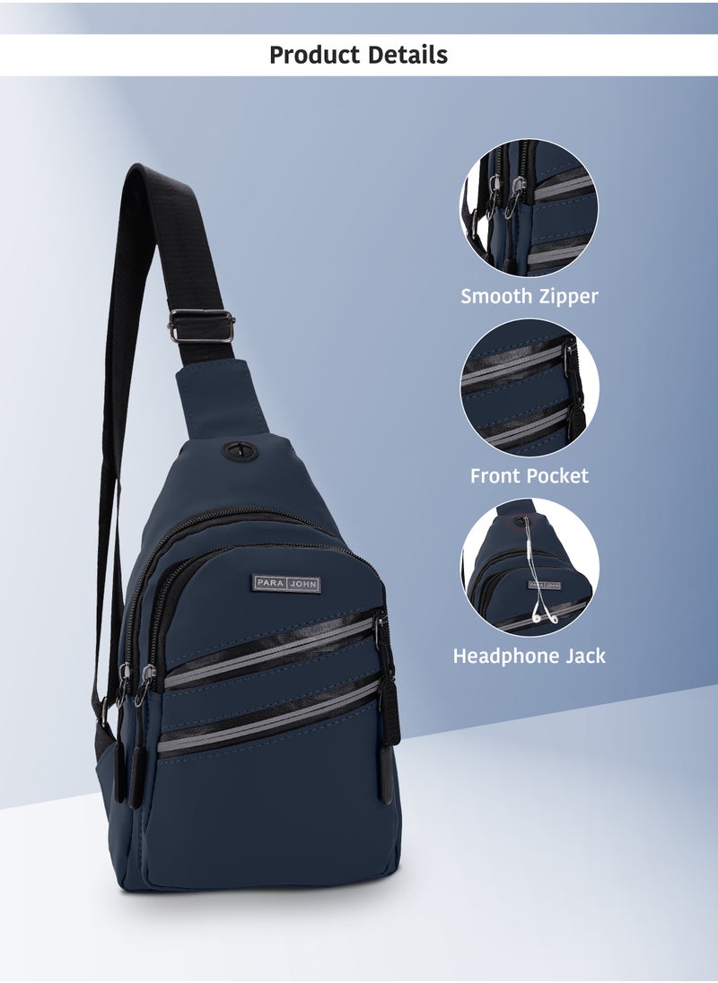 PARAJOHN Men's Chest Bag, Suitable for Outdoor Sports, Leisure and Travel, Canvas Fabric, with Earphone Hole  - Image 4