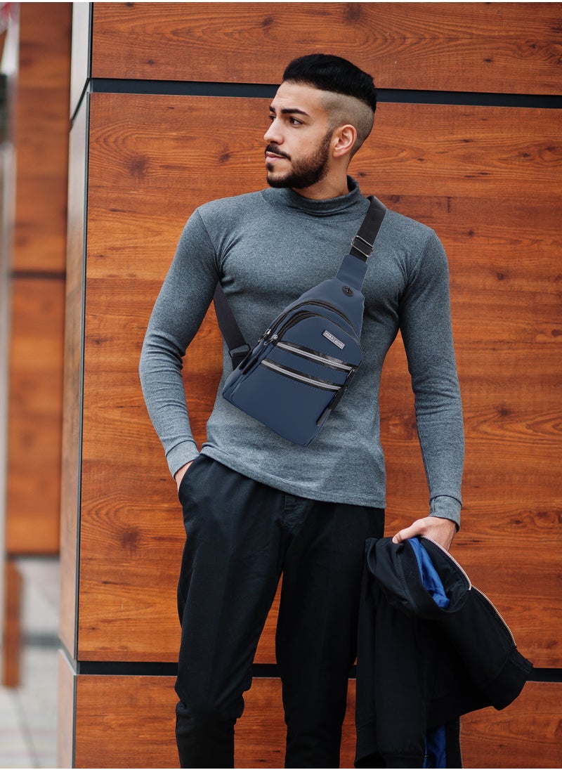 PARAJOHN Men's Chest Bag, Suitable for Outdoor Sports, Leisure and Travel, Canvas Fabric, with Earphone Hole  - Image 2