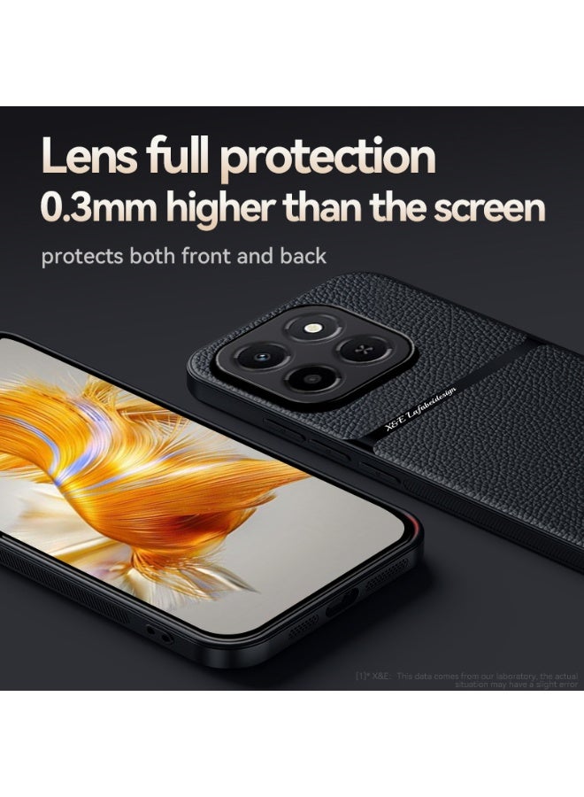 جراب سيليكون من الجلد الصناعي مقاوم للصدمات متوافق مع Honor X6C (اسود) - Image 4