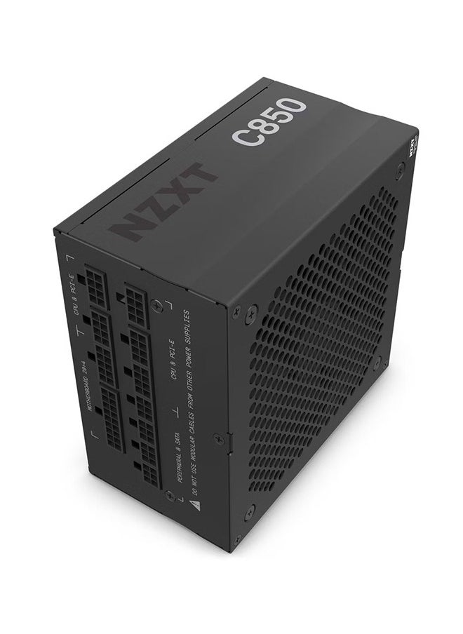 NZXT مزود طاقة ATX C850 850 وات كامل الوحدات، معتمد من 80+ Gold، مروحة ديناميكية سائلة مقاس 135 مم، تدفق هواء 93.02 CFM، وضع المروحة صفر دورة في الدقيقة، أسود  - Image 1