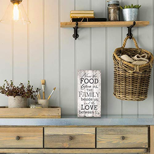 P. Graham Dunn 12 x 6 Small Fence Post Wood Look Decorative Sign Plaque, Bless The Food Family and Love - Image 2