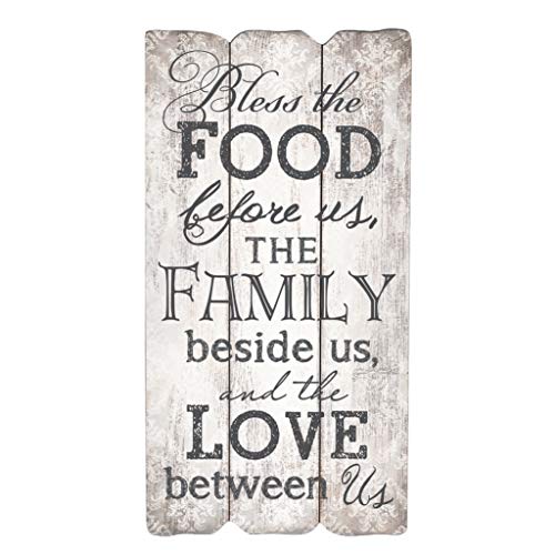 P. Graham Dunn 12 x 6 Small Fence Post Wood Look Decorative Sign Plaque, Bless The Food Family and Love - Image 1