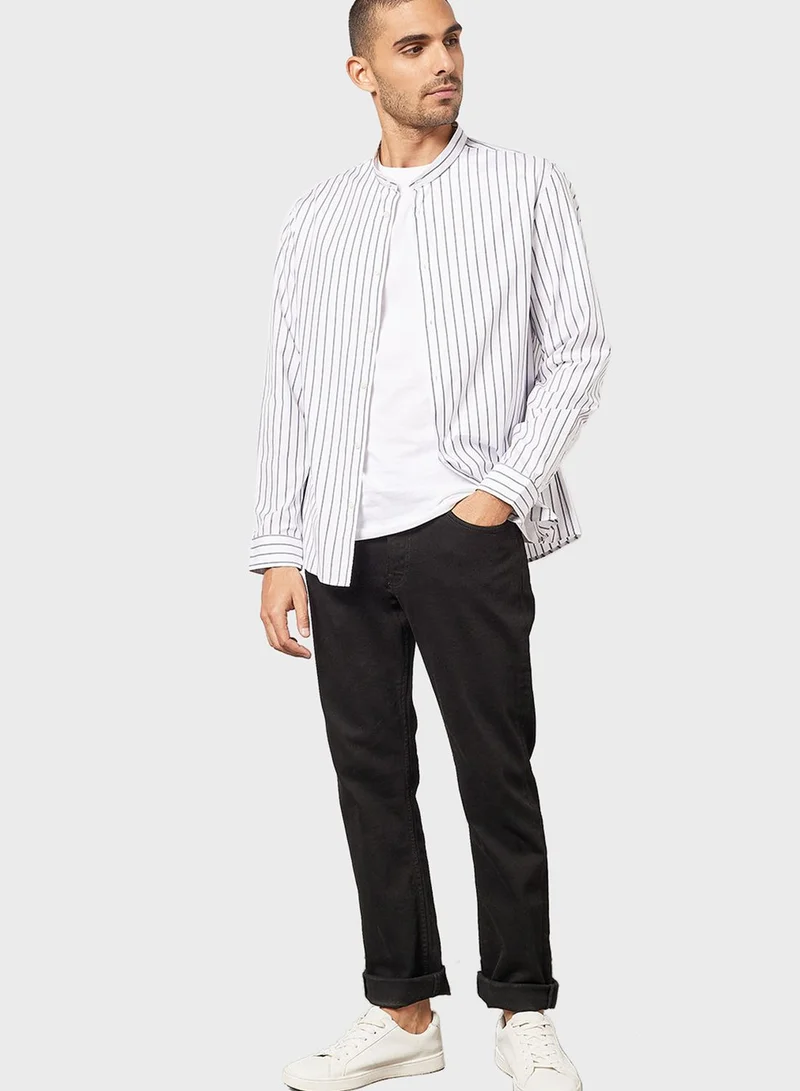 Mango Man Striped Collar Shirt