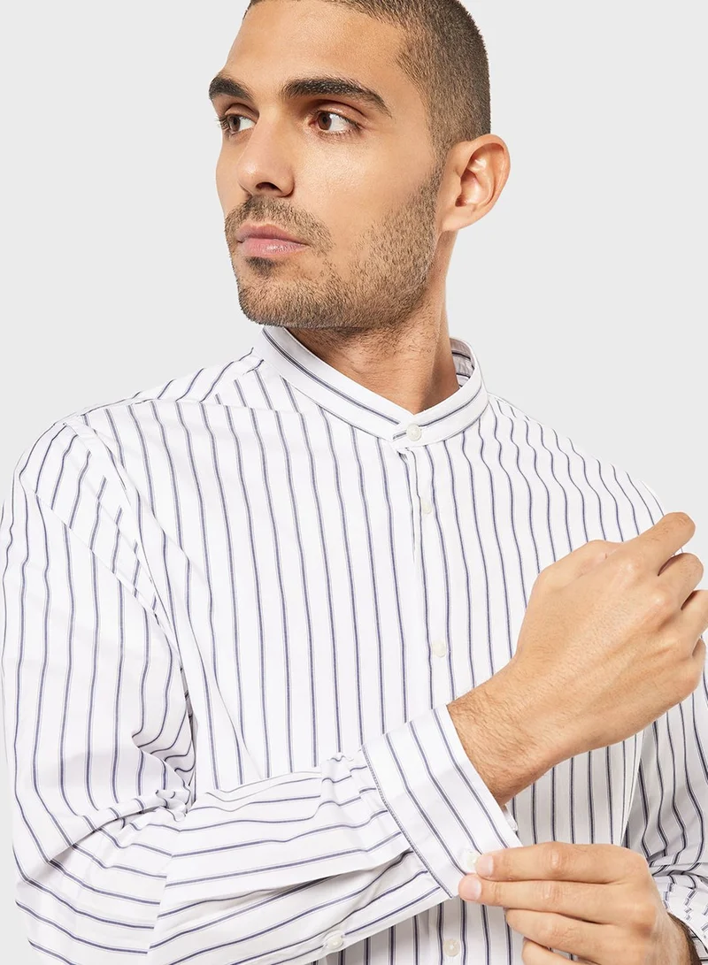 Mango Man Striped Collar Shirt