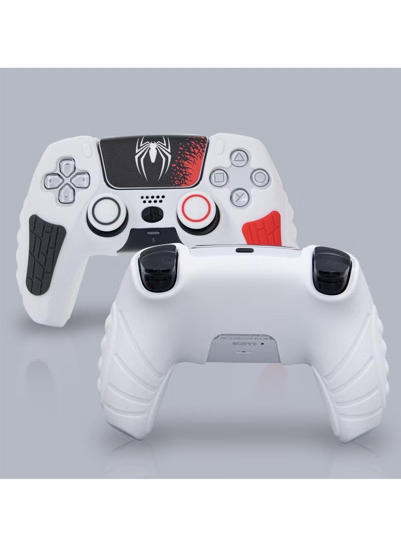 جراب غطاء وحدة تحكم بلاي ستيشن 5 ، غطاء سيليكون مضاد للانزلاق لوحدة تحكم لاسلكية لبلاي ستيشن 5 مع أغطية قبضة الإبهام ، واقيات عصا التحكم وملصق التفاف الغطاء - أبيض - Image 5