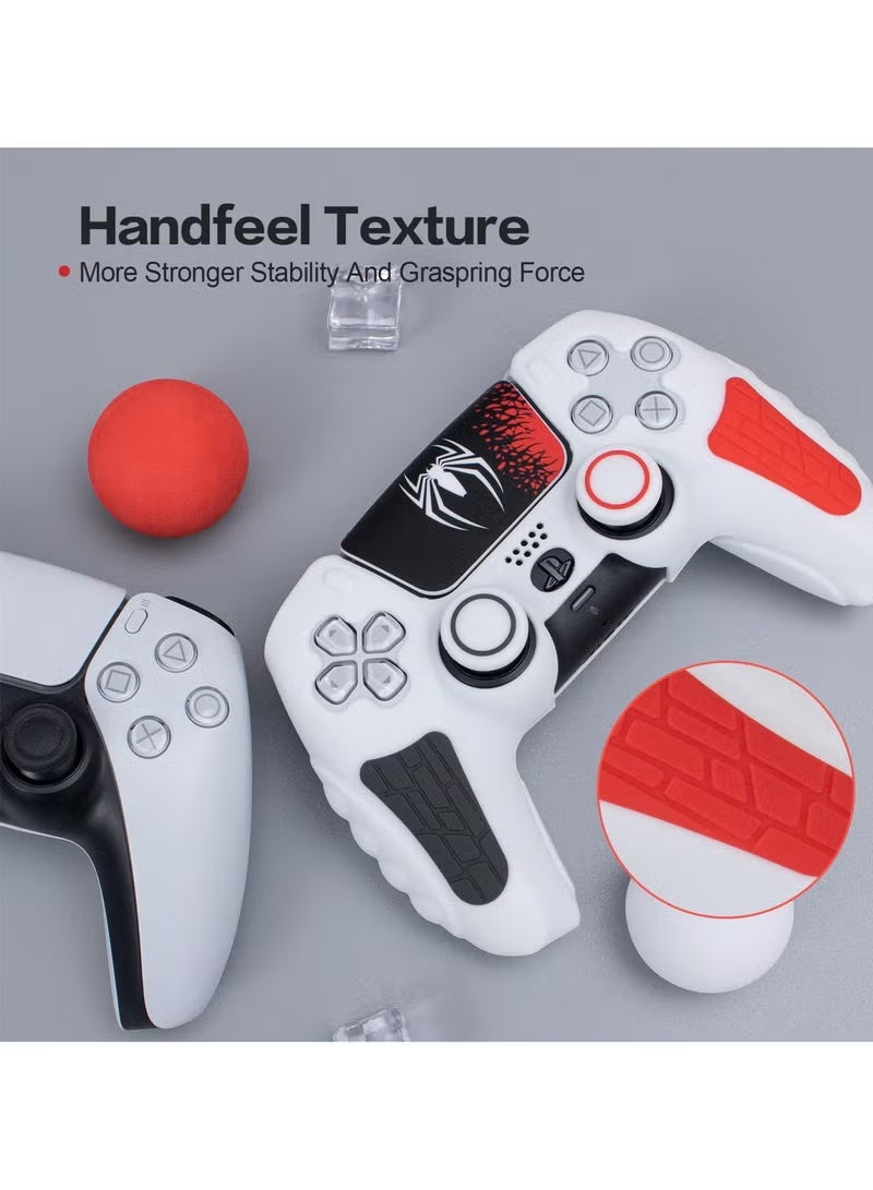 جراب غطاء وحدة تحكم بلاي ستيشن 5 ، غطاء سيليكون مضاد للانزلاق لوحدة تحكم لاسلكية لبلاي ستيشن 5 مع أغطية قبضة الإبهام ، واقيات عصا التحكم وملصق التفاف الغطاء - أبيض - Image 4