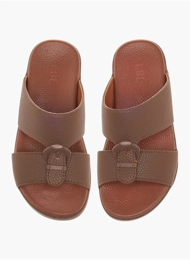 ال بي ال من شو اكسبرس Boys Textured Slip-On Arabic Sandals With Buckle Accent