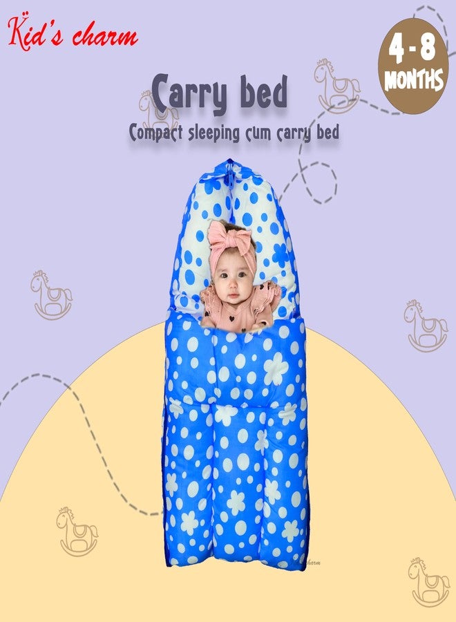 Kid's Charm Clover Mega 3 in 1 Baby's Cotton Bed Cum Carry Bed Printed Baby Sleeping Bag-Baby Bed-Infant Portable for Unisex Easily Portable, Light Weight Carry for New Born 4-8 Months Old (Blue) - Image 2