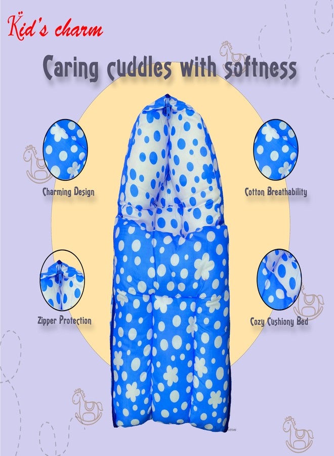 Kid's Charm Clover Mega 3 in 1 Baby's Cotton Bed Cum Carry Bed Printed Baby Sleeping Bag-Baby Bed-Infant Portable for Unisex Easily Portable, Light Weight Carry for New Born 4-8 Months Old (Blue) - Image 4