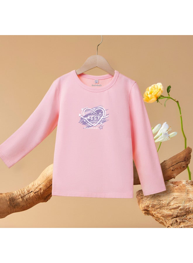 Badibadi Hot Pick】girls' Cotton T-shirt, Long Sleeve Base Layer For Big Kids, Round Neck Top For Autumn - Image 2