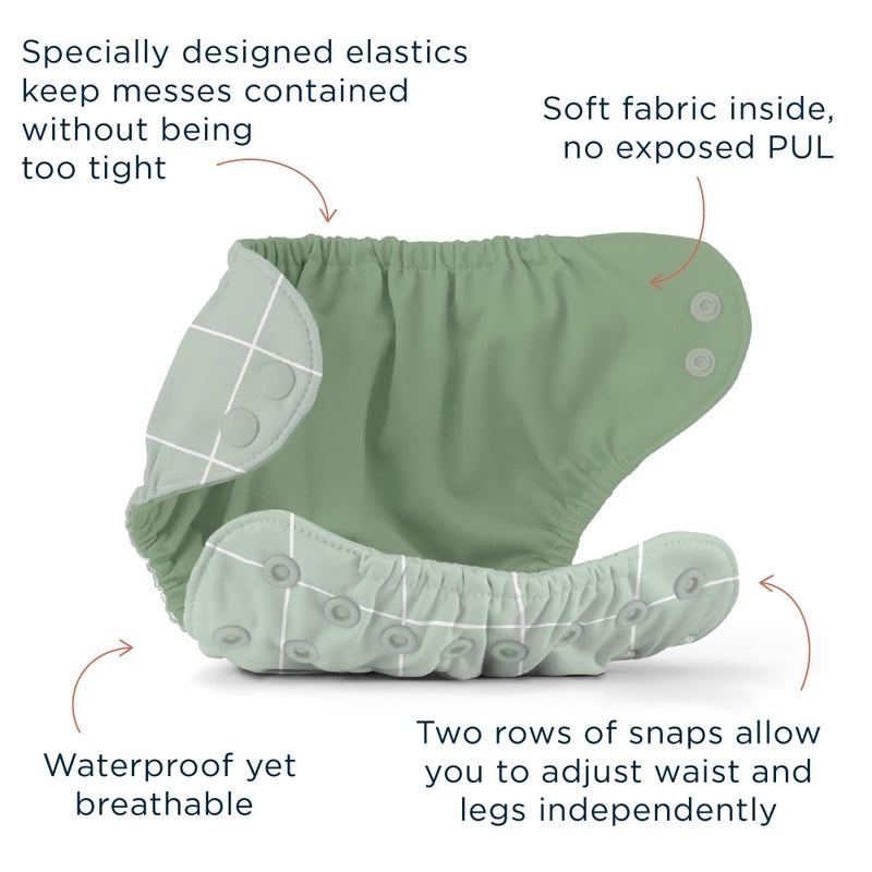 Esembly Cloth Diaper Bundle Set - 3 Organic Cotton Absorbent Inners and 1 Waterproof Outer Diaper Cover - Reusable, Washable, Snap Closure Cloth Diapers - Size 1 (7-17lbs), Lattice - Image 4