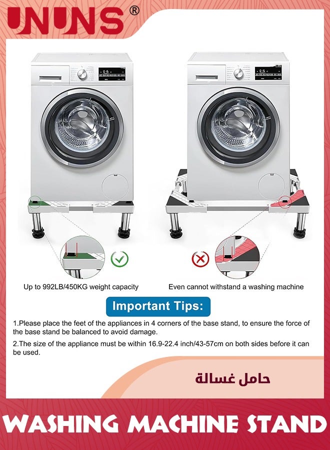 UNUNS Washing Machine Stand,Mini Fridge Stand with 4 Strong Feet (23-26cm High),Adjustable Refrigerator Base Multi-Functional Washer Dryer Pedestals,Max Load 330lbs - Image 3