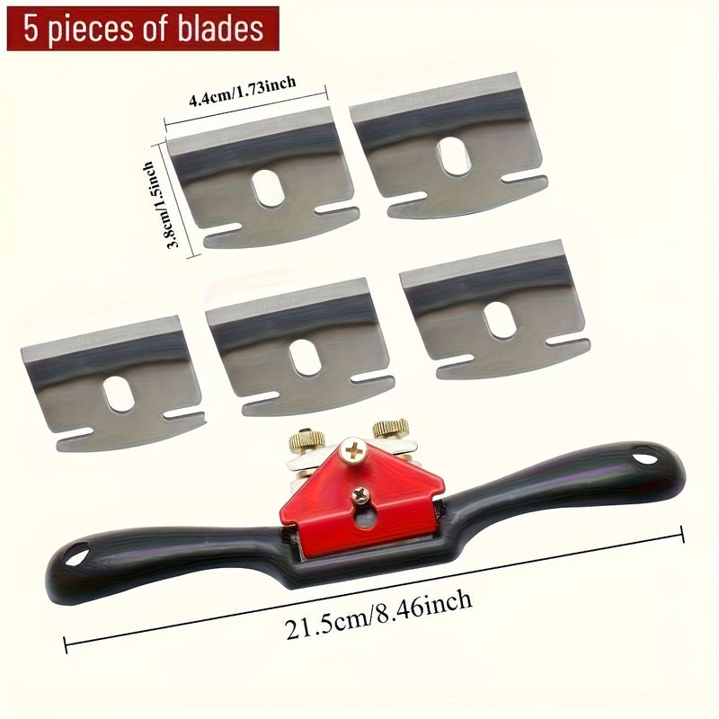 6pcs Adjustable Double Sided Hand Plane With Blades Manual Woodworking Tool For Carpenters And Carvers Iron Edge Trimming Plane For Home Use Durable Metal Plastic Construction No Electricity Needed Wood Planing Machine - Image 3