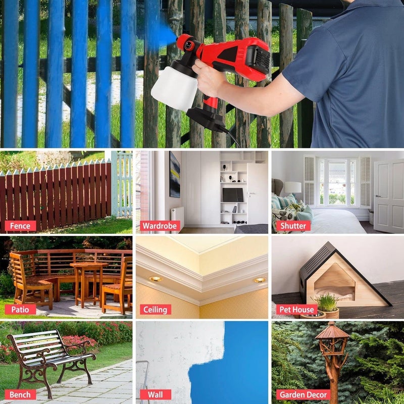 PROTON Paint Sprayer, 600W Paint Sprayers for Home Interior and Exterior, Power Paint & Hvlp Sprayers Fences Brick Walls W/ 3 Spray Patterns 1000ml Detachable Cup for Furniture, House, Car, Bicycle, Chair - Image 2