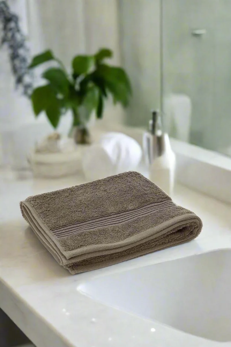 ردتاغ Charcoal Soft Cotton Hand Towel With Viscose Border